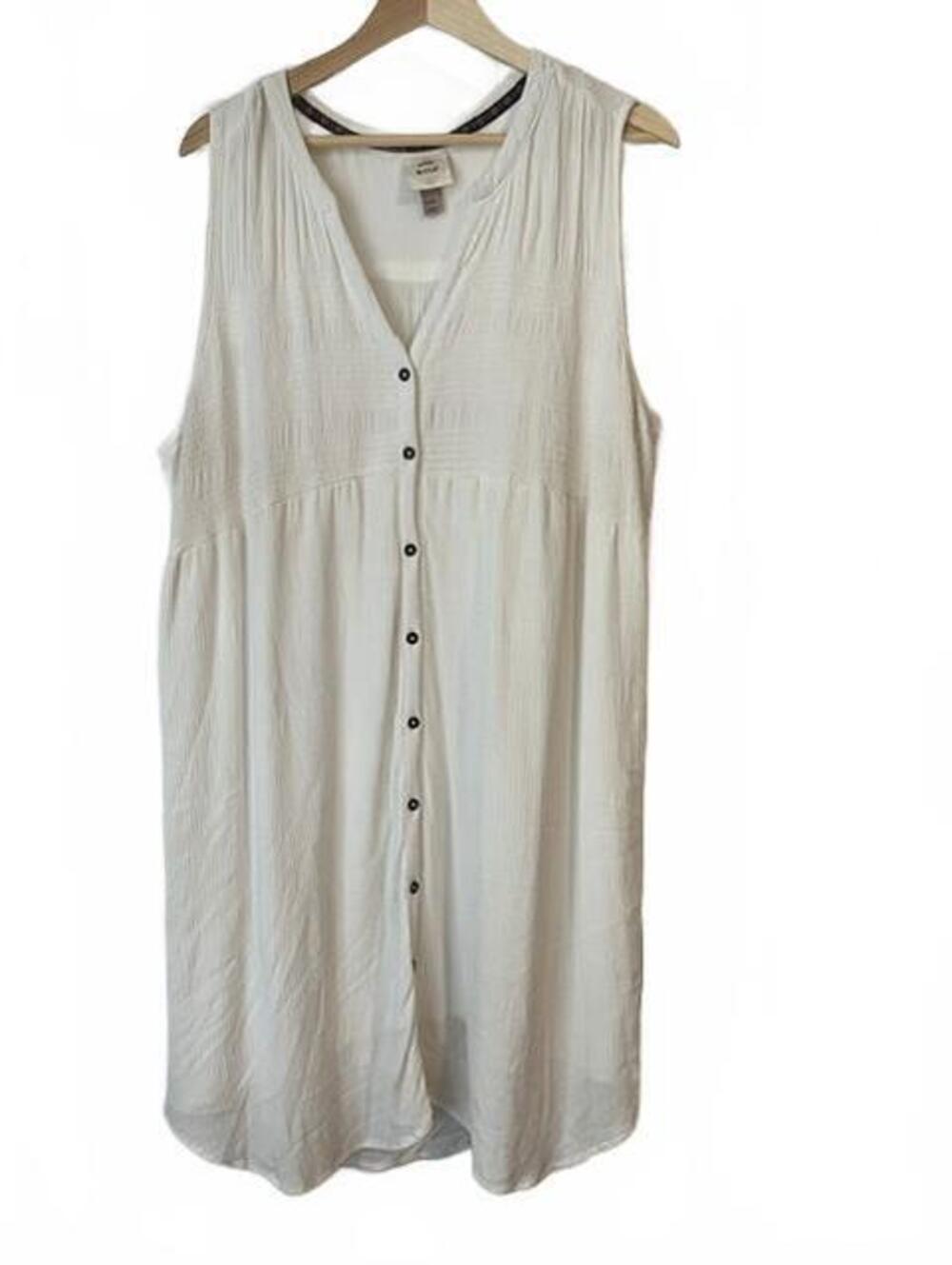 Knox Rose White Sleeveless Gauze Button-Down Dress Plus Size XXL Boho